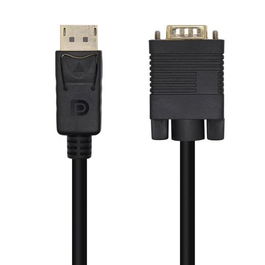 Aisens Cable Conversor DisplayPort Macho a VGA HDB15 Macho 2.0 m, Compatible 1.2a, 1920 x 1200 @ 60Hz, 24K Oro Blindado, Cobre Alta Calidad, Negro, RoHS, DP-M a VGA-M