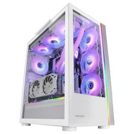 Mars Gaming MCULTRA Torre E-ATX XXL Blanco con Ventanas de Cristal Templado, Iluminación ARGB, Soporte para Refrigeración Líquida y Cámara Dual