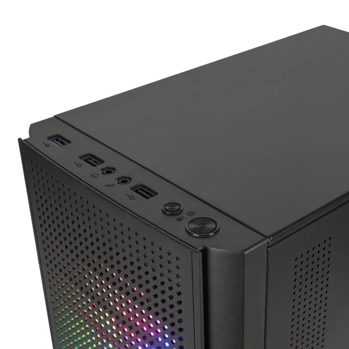 Mars Gaming Caja Gaming MC300 Mini-Torre Negro con Ventana Lateral de Cristal Templado, 3 Ventiladores RGB, Soporte Micro-ATX/Mini-ITX, 4 SSD, Rejilla Frontal Mesh