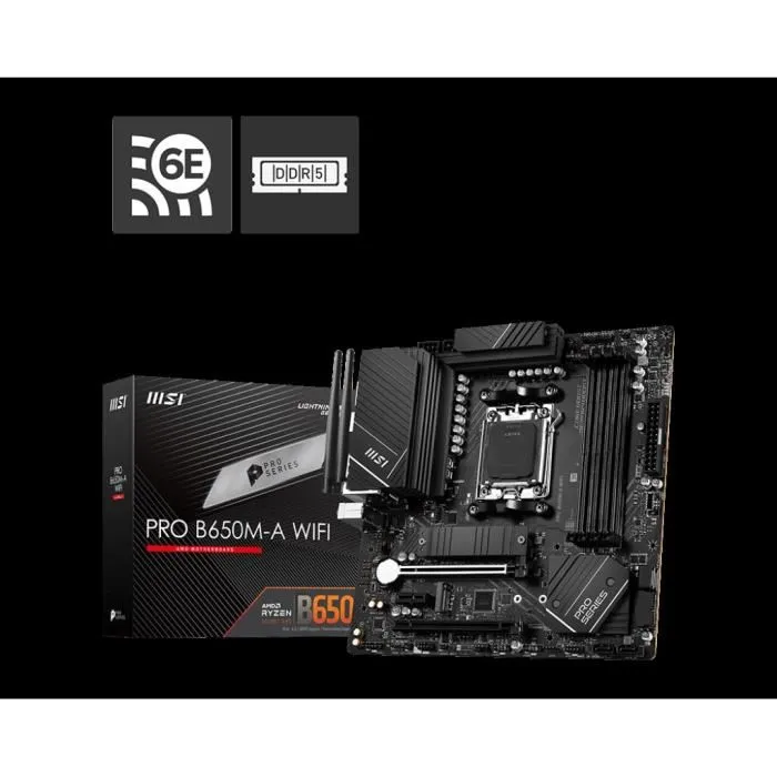 MSI PRO B650M-A WiFi Placa Base Micro ATX AMD B650 Socket AM5 DDR5 para AMD Ryzen 7000 Series MSI PRO B650M-A WiFi Placa Base Micro ATX AMD B650 Socket AM5 DDR5 para AMD Ryzen 7000 Series