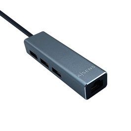 Aisens Adaptador USB 3.0 a Ethernet Gigabit 10/100/1000 Mbps y Hub 3XUSB3.0, Gris, Chipset RTL8153