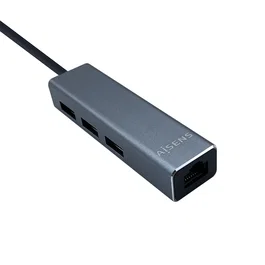 Aisens Conversor USB 3.0 a Ethernet Gigabit + Hub 3x USB 3.0 Gris