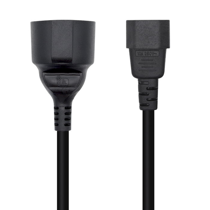 Aisens Adaptador de Alimentación C14 Macho a CEE7/7 Hembra 25cm Negro