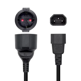 Aisens Adaptador de Alimentación C14 Macho a CEE7 Hembra 25cm Negro