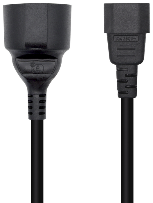 Aisens Adaptador de Alimentación C14 Macho a CEE7/7 Hembra 25cm Negro