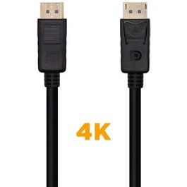 Aisens Cable DisplayPort 1.2 DP a DP 4K 60Hz 1m Negro - Cobre OFC, 20 Pines Dorados, 128 Hilos Trenzados, Hasta 21.6 Gbits/s para Monitor 3840x2400