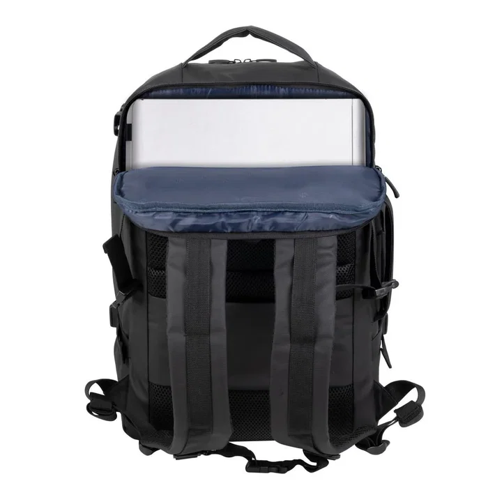 Rivacase Tegel 8465 Mochila informal con compartimento para portátil 17.3", Negro, Poliéster Eco-Friendly RPET, Unisex Niño/Niña