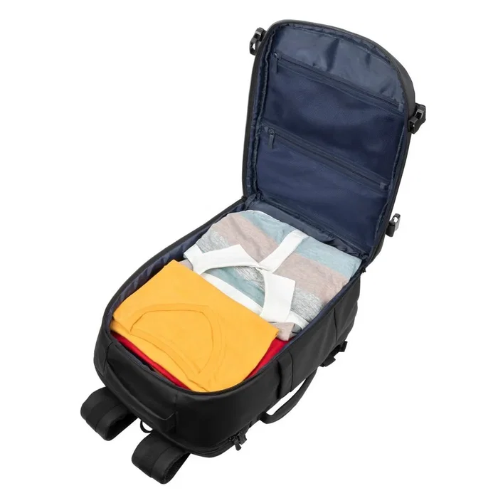 Rivacase Tegel 8465 Mochila informal con compartimento para portátil 17.3", Negro, Poliéster Eco-Friendly RPET, Unisex Niño/Niña