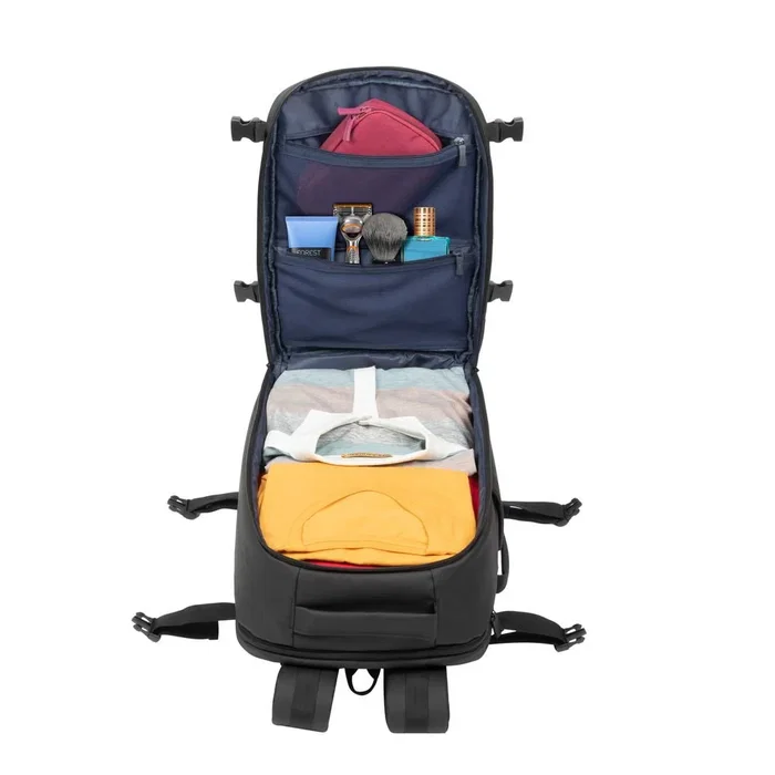 Rivacase Tegel 8465 Mochila informal con compartimento para portátil 17.3", Negro, Poliéster Eco-Friendly RPET, Unisex Niño/Niña