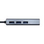 Aisens Conversor USB 3.1 USB-C a Ethernet Gigabit + Hub 3xUSB 3.0 Gris
