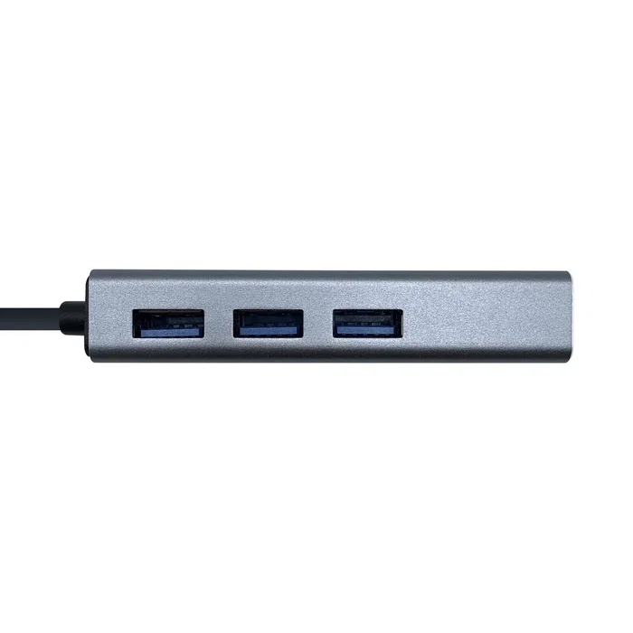 Aisens Convertidor USB-C a Ethernet Gigabit y Hub 3x USB 3.0 Gris