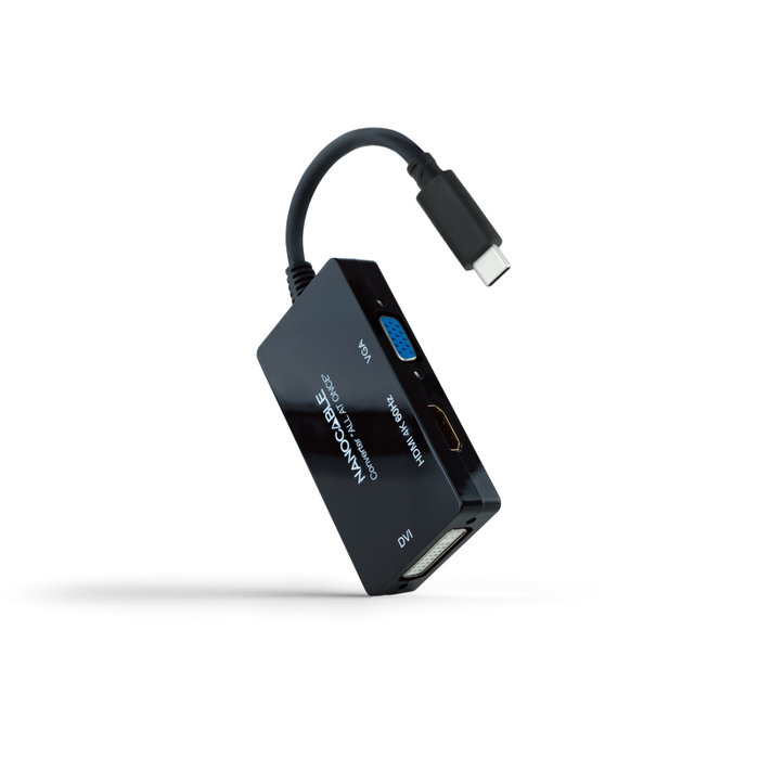 Nanocable Conversor USB-C a HDMI/DVI/VGA Negro Nanocable Conversor USB-C a HDMI/DVI/VGA Negro