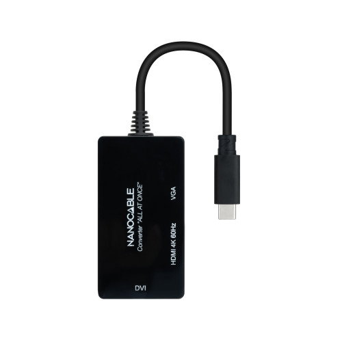 Nanocable Conversor USB-C a HDMI/DVI/VGA Negro Nanocable Conversor USB-C a HDMI/DVI/VGA Negro