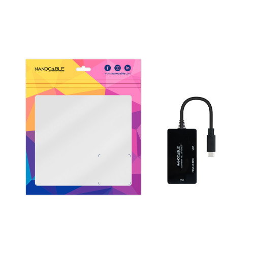 Nanocable Conversor USB-C a HDMI/DVI/VGA Negro Nanocable Conversor USB-C a HDMI/DVI/VGA Negro