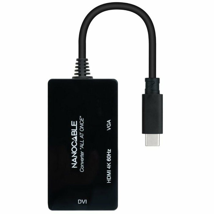 Nanocable Conversor USB-C a HDMI/DVI/VGA Negro Nanocable Conversor USB-C a HDMI/DVI/VGA Negro