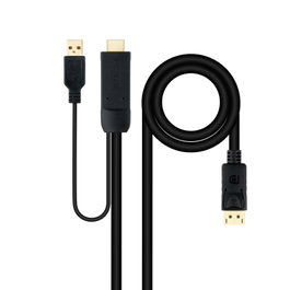 NANOCABLE Cable Conversor HDMI 2.0 a DisplayPort V1.2, 1.8 m, Negro, 1,8 m, HDMI + USB Type-A, DisplayPort, Macho, Macho, Derecho