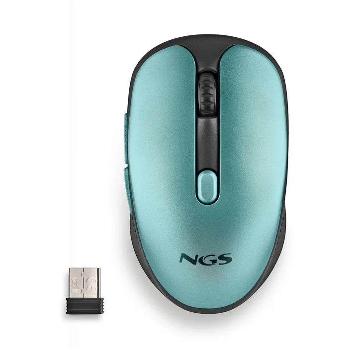 NGS EVO RUST Ratón Inalámbrico Recargable para Oficina, 1600 DPI, Botones Silenciosos, Ergonomía Diestro, Sensor Óptico 2.4GHz, Color Azul, Incluye Receptor USB