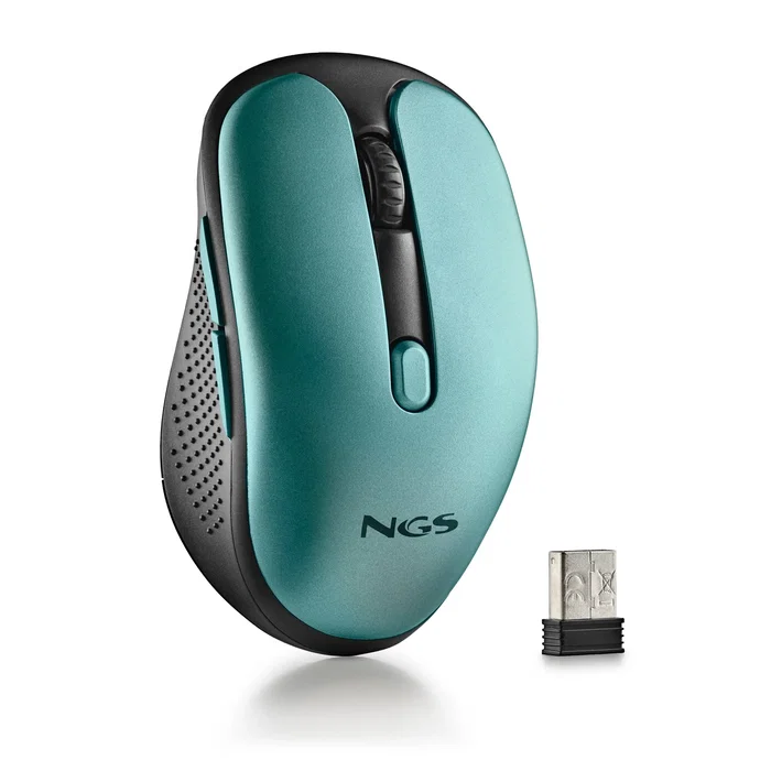 NGS EVO RUST Ratón Inalámbrico Recargable para Oficina, 1600 DPI, Botones Silenciosos, Ergonomía Diestro, Sensor Óptico 2.4GHz, Color Azul, Incluye Receptor USB