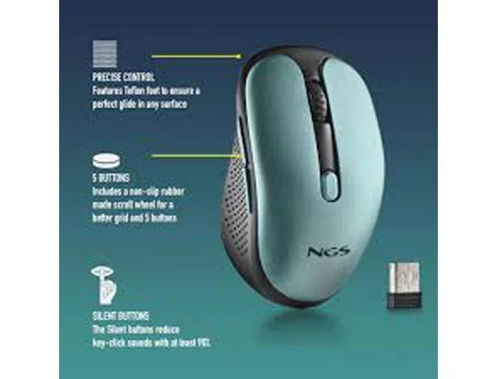 NGS Evo Rust Ice Ratón Inalámbrico Recargable Verde Agua