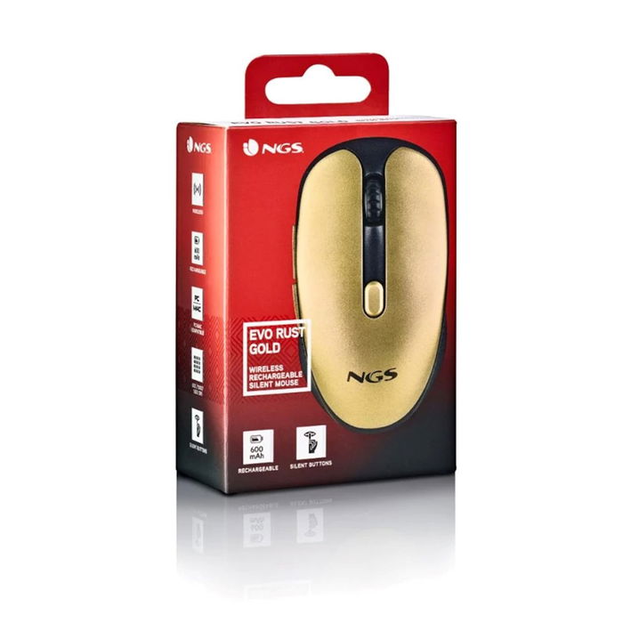 NGS Ratón Inalámbrico Recargable Silencioso Dorado EVO RUST ICE para Portátil