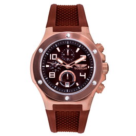 Bobroff Reloj BF1002M65 con correa de caucho marrón