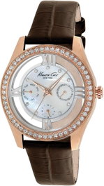 Kenneth Cole IKC2818 Reloj de Mujer con Caja Oro Rosa y Correa Marrón