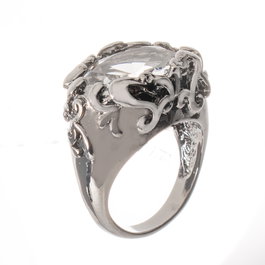 Cristian Lay Anillo de Acero Gris con Piedra Talla 20