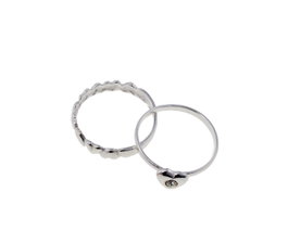 Cristian Lay Lote de 2 Anillos de Plata de Ley Talla 14 para Mujer