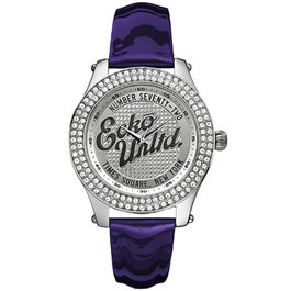 Marc Ecko E10038M3 Reloj Analógico para Mujer con Correa de Piel Violeta