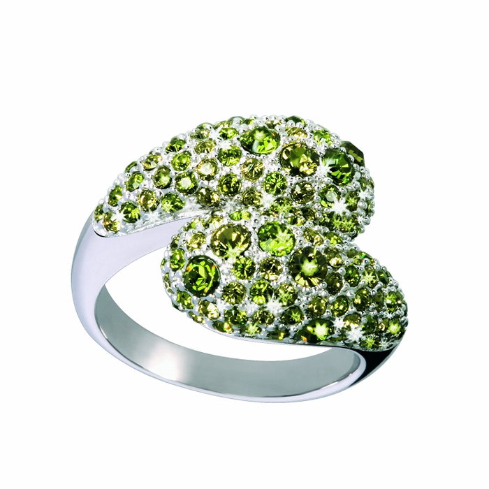 Glamour Anillo de Plata de Ley 925 con Cristal Swarovski Verde Talla 19 Glamour Anillo de Plata de Ley 925 con Cristal Swarovski Verde Talla 19