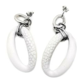 Panarea Pendientes OR1B de Plata con Esfera Blanca para Mujer