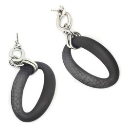 Panarea Pendientes de Plata con Detalles Negros OR1N