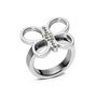 Watxandco Anillo Forma de Mariposa con Piedras Plateado Talla 16
