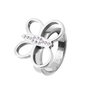 Watxandco Anillo Forma de Mariposa con Piedras Plateado Talla 16