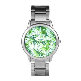 Xtress XAA1032-23 Reloj Unisex Plateado con Detalles de Hojas Verdes