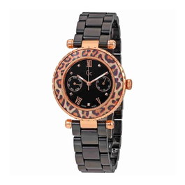 GC Reloj X35016L2S para Mujer con Correa Negra y Caja Oro Rosa