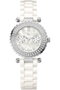 GC A28101L1 con detalles de diamantes y correa de cerámica blanca
