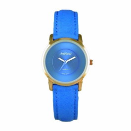 Arabians DBH2187BA Reloj Unisex con Caja Dorada y Correa de Piel Azul Claro