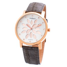 Arabians Reloj DPP2197R2 con caja dorada y correa de piel gris