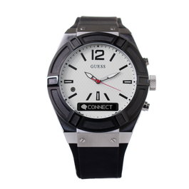 Guess C0001G4 con correa de silicona negra y caja plateada