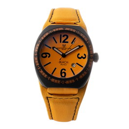 Montres De Luxe 09BK-2502 con correa de piel naranja