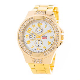 Qiin Reloj 0312WESUS Dorado con Esfera Blanca