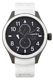 Superdry Reloj SYG110W con correa de silicona blanca