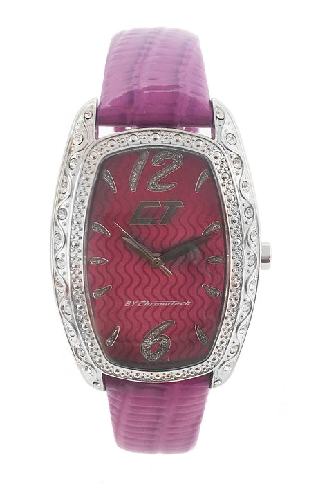 Chronotech Reloj CC7121LS-08 con correa de piel morada