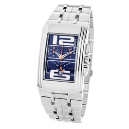 Chronotech Reloj CT7018M con esfera azul y correa plateada