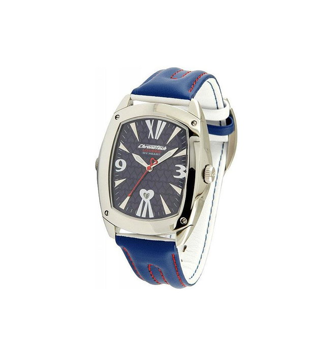 Chronotech Reloj CT7696M-13 con esfera azul y correa de piel reversible