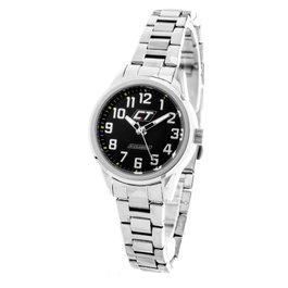 Chronotech CC7041L-02M con esfera negra y correa plateada