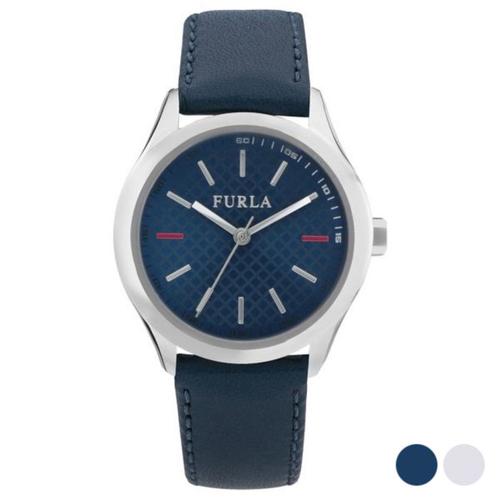 Furla R4251101504 con correa de piel blanca y caja plateada