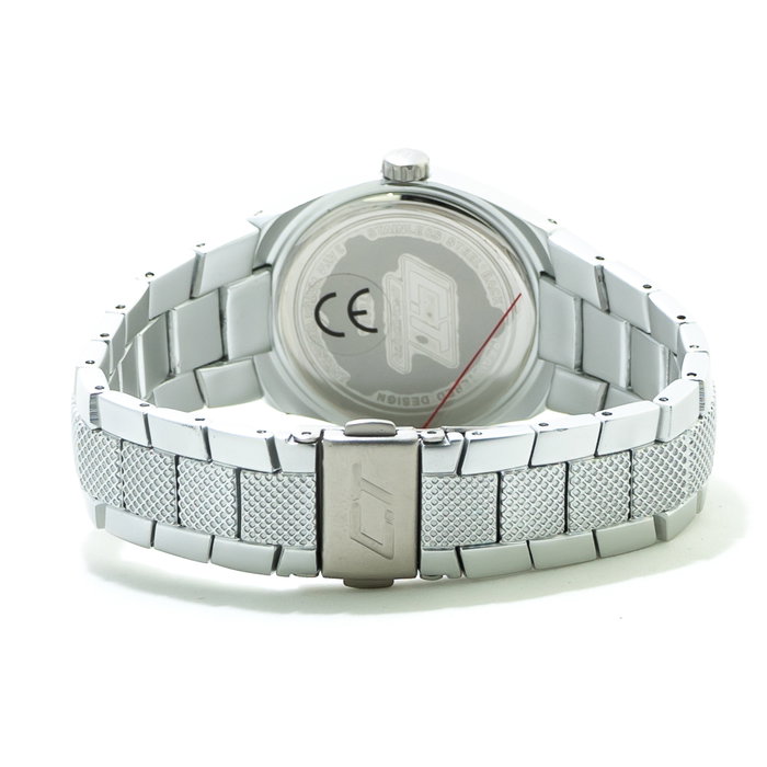 Chronotech CC7039L-07M Reloj de Mujer Plateado con Esfera Roja