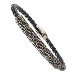 Pesavento Pulsera WNTRB081 de Plata de Ley con Intreccio y Spinello Negro